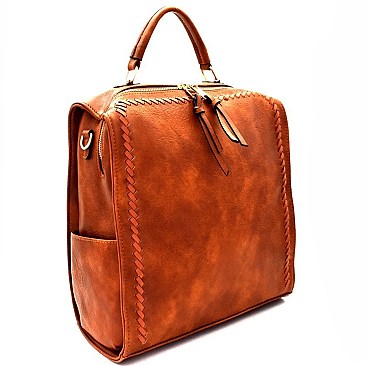 Whipstitched Convertible Satchel & Backpack