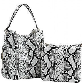 2 IN 1 PYTHON PATTERN DESIGNER TOTE BAG WITH LONG STRAP