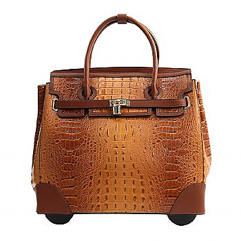 Ostrich Crocodile Print TRAVEL LUGGAGE