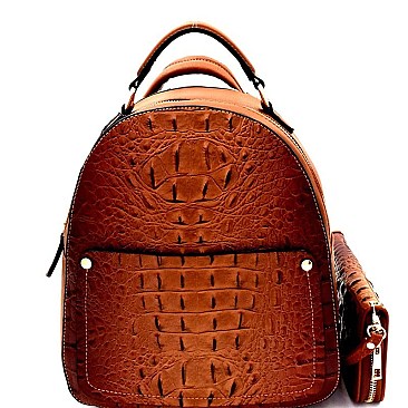 Crocodile Embossed Convertible Backpack Wallet SET MH-CY6795W