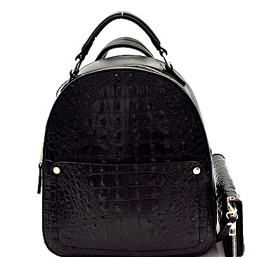 Crocodile Embossed Convertible Backpack Wallet SET MH-CY6795W