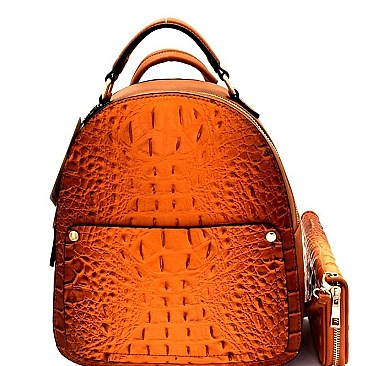Crocodile Embossed Convertible Backpack Wallet SET MH-CY6795W
