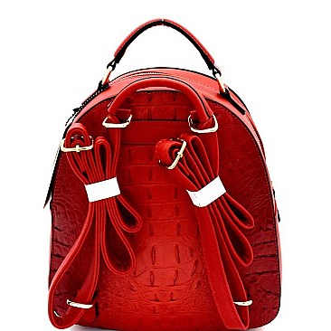 Crocodile Embossed Convertible Backpack Wallet SET MH-CY6795W