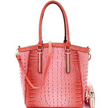 Crocodile Print Embossed Tall Tote Wallet SET MH-CY6988W