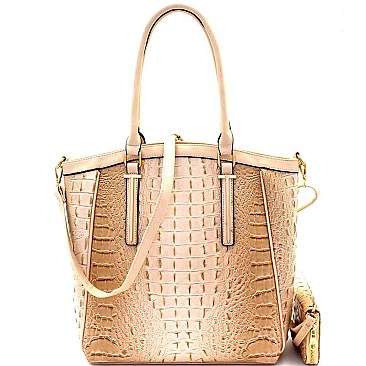 Crocodile Print Embossed Tall Tote Wallet SET MH-CY6988W