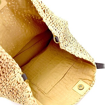 CZR003-LP Knitted Straw 2-Way Large Shopper Tote