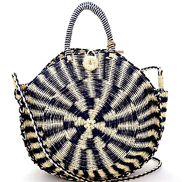 CZR007-LP Multi-Color Straw Bohemian Round Satchel