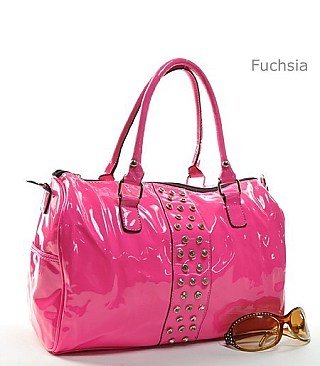 NP442 Stone Accented Satchel Fuchsia