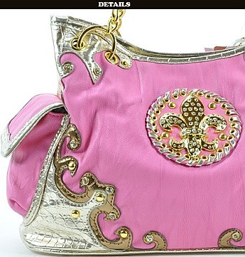 FDP1219G FLEUR-DE -LIS ACCENTED HANDBAG