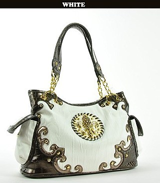 FDP1219G FLEUR-DE -LIS ACCENTED HANDBAG