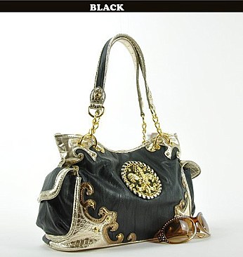 FDP1219G FLEUR-DE -LIS ACCENTED HANDBAG