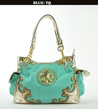 FDP1219G FLEUR-DE -LIS ACCENTED HANDBAG