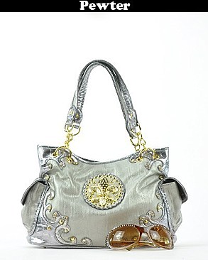 FDP1219G FLEUR-DE -LIS ACCENTED HANDBAG