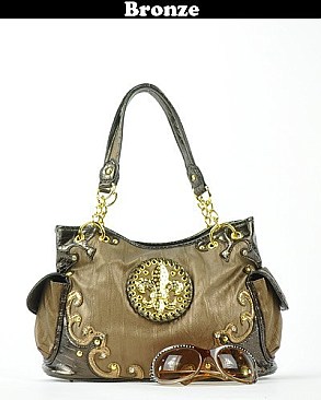 FDP1219G FLEUR-DE -LIS ACCENTED HANDBAG