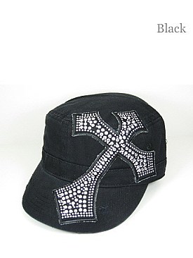 CD1484 RHINESTONE CROSS HAT