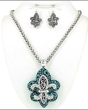 Fleur De Lis Pendant Necklace Sets