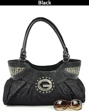 K1123  STUDDED AND STONED SIGNATURE TOTE