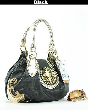 FDP1208G FLEUR DE  LIS Flap Top Purse