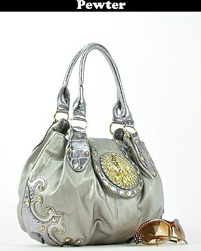 FDP1208G FLEUR DE  LIS Flap Top Purse