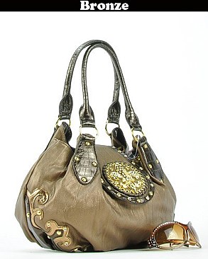 FDP1208G FLEUR DE  LIS Flap Top Purse