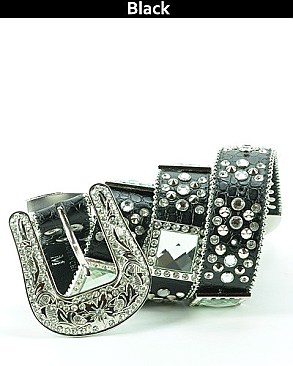 1075-1 Genuine Leather Stoned Belt