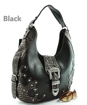 BT929 Western Style Belt Studded & Stoned Hobo