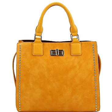 Elegant Lizard Skin Embossed 3-Compartment Satchel MH-D0504