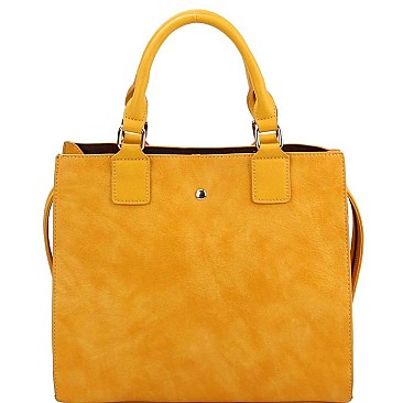 Fashionable Turn-Lock Accent Studded 3-Compartment Satchel MH-D0503