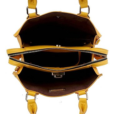 Fashionable Turn-Lock Accent Studded 3-Compartment Satchel MH-D0503