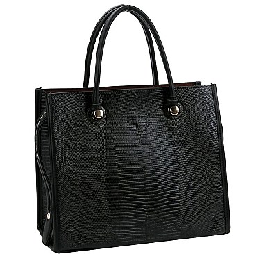 Elegant Lizard Skin Embossed 3-Compartment Satchel MH-D0504