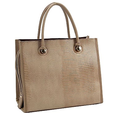 Elegant Lizard Skin Embossed 3-Compartment Satchel MH-D0504