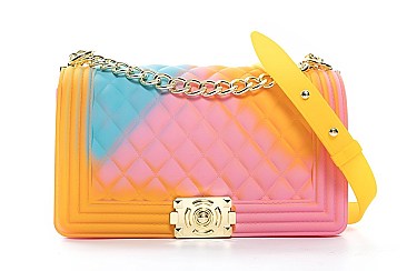 QUILTED MULTI COLOR JELLY SHOULDER BAG