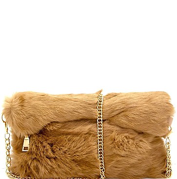 D8002-LP Faux-Fur Roll-Up Clutch