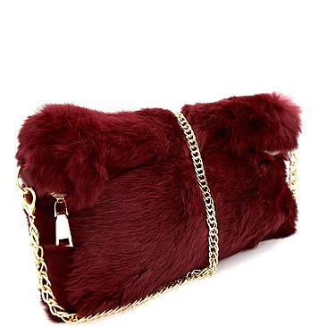 D8002-LP Faux-Fur Roll-Up Clutch