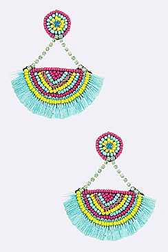 Chic Mix Beads Tassel Fan Earrings