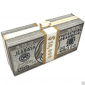 SPARKLE RHINESTONE CASH 10K MONEY PRINT DESIGN CLUTCH