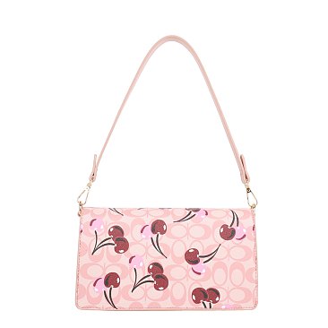 Oval Chery Print Monogram Emblem Flap Satchel