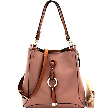 Ring Hardware Accent 2-Way Hobo Wallet SET MH-DB7144W