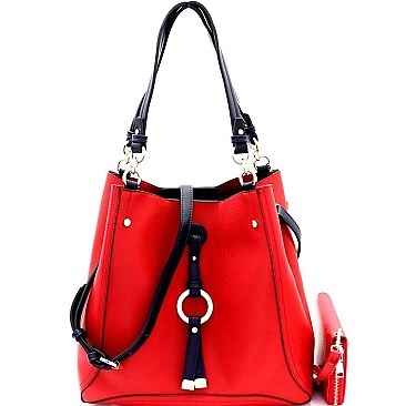 Ring Hardware Accent 2-Way Hobo Wallet SET MH-DB7144W