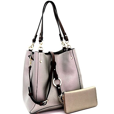 Ring Hardware Accent 2-Way Hobo Wallet SET MH-DB7144W
