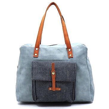 Colorblock Front Pocket Satchel