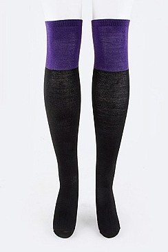 Pack of (6Pairs) 2Tone Knee High Fashion Boot Socks LA-WT146