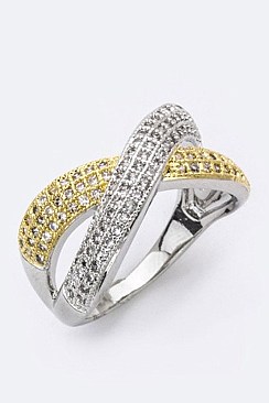 2 Tone Overlapped Cubic Zirconia Ring LACW1825