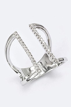 Stylish CZ T-Bar Iconic Ring LACW1840