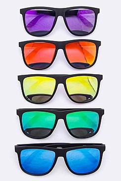 Pack of 12 Pieces Mirror Tinted Wayfarer Sunglasses LA113-26001