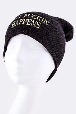 Trendy SFH Iconic Lurex Embroidery Beanie LA-HT0049