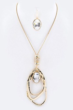DROP & HOOPS CRYSTAL PENDANT NECKLACE SET