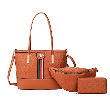 Queen Bee Accent Stripe 3-in-1 Tote Bag Set