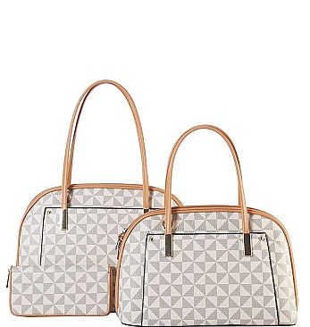 3 IN1 MONOGRAM SATCHEL SET WITH MATCHING WALLET