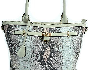 Embossed Snake Print Padlock Quality Bucket Bag